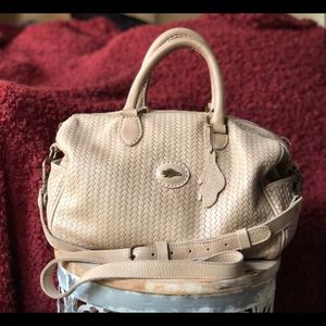 Beautiful Roots Woven Leather Kristina Bag Purse Tote - Tan Beige